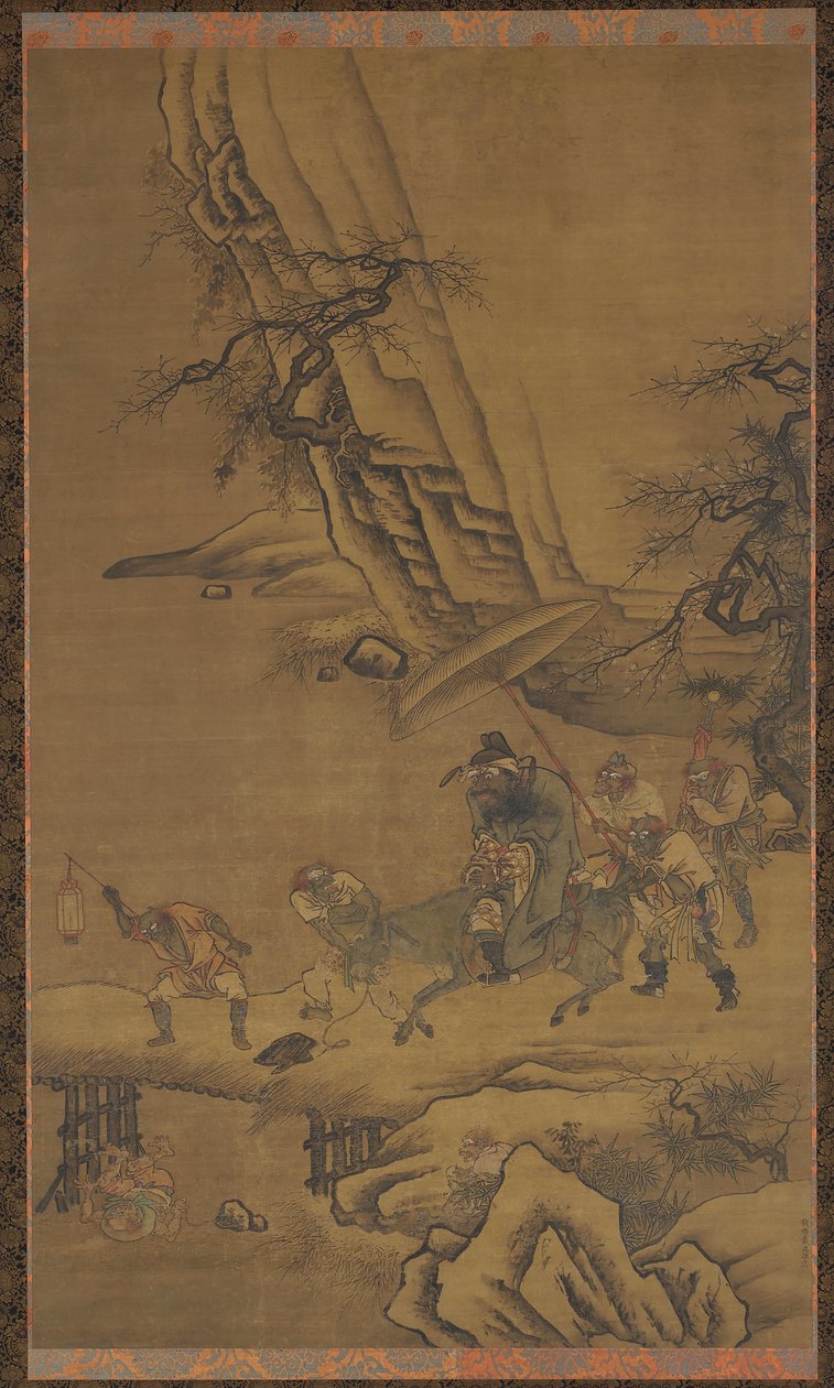 Zhong Kui és a hídon átkelő démonok, 15. század. alkotó: Dai Jin