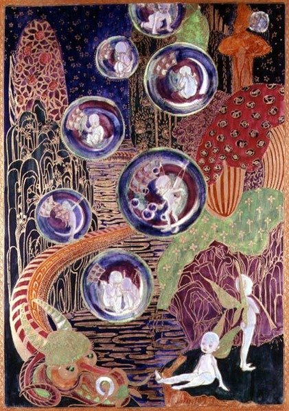 Wedgwood Fairyland csillogó plakett, 1917 körül (csontporcelán) alkotó: Daisy Makeig Jones
