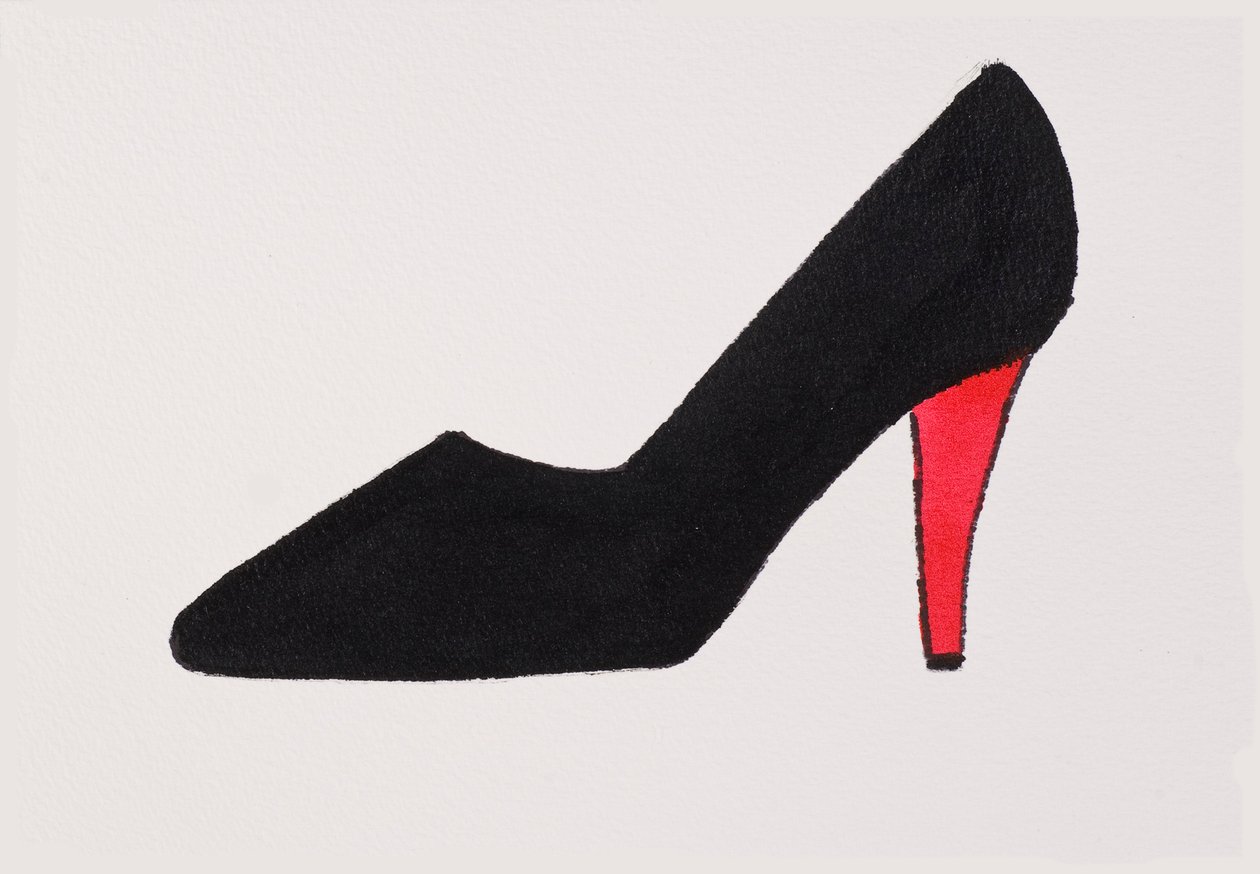 Black High Heel, 2017 (fekete tinta, arany filctollal, papírra) alkotó: Daisy de Villeneuve