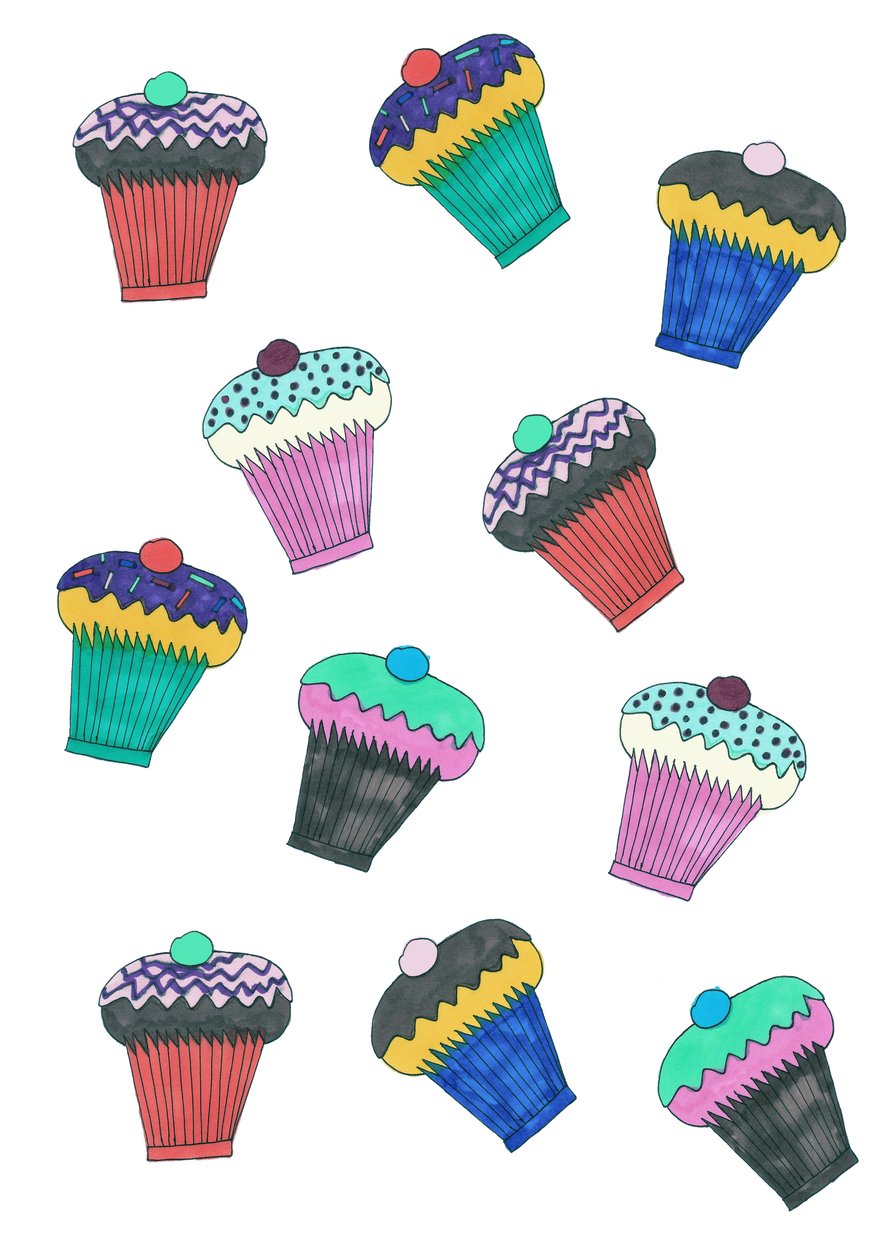Cupcakes, 2017 (filctoll papírra) alkotó: Daisy de Villeneuve