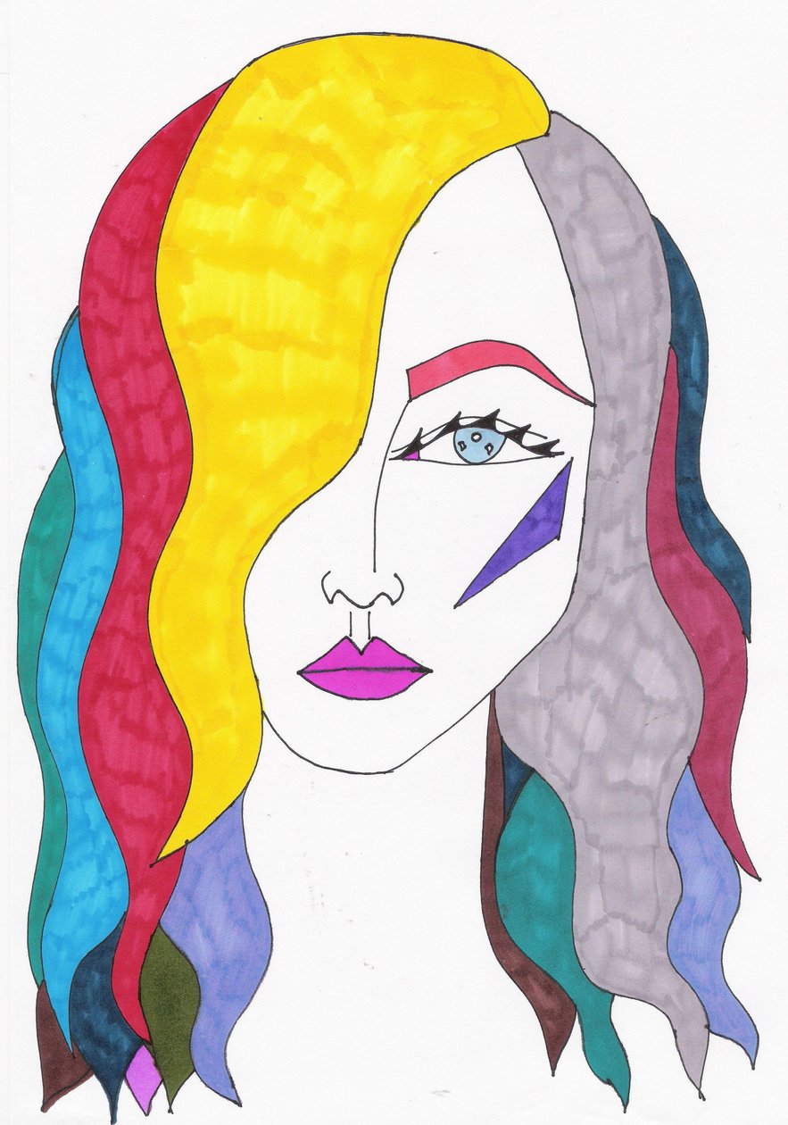 Rainbow Hair, 2017 (filctoll papírra) alkotó: Daisy de Villeneuve