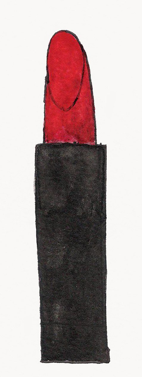 Red Lipstick, 2017 (vörös és fekete india tinta arany filctollal, papírra) alkotó: Daisy de Villeneuve