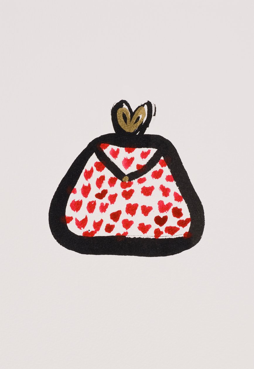 Red Spotty Purse, 2017 (vörös és fekete india tinta arany filctollal, papírra) alkotó: Daisy de Villeneuve