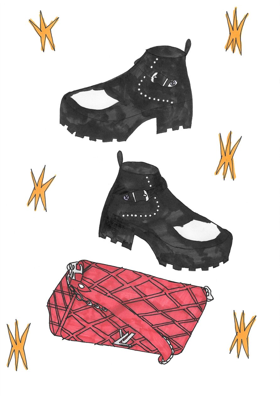Redbag  boots, 2016 (filctoll papírra) alkotó: Daisy de Villeneuve