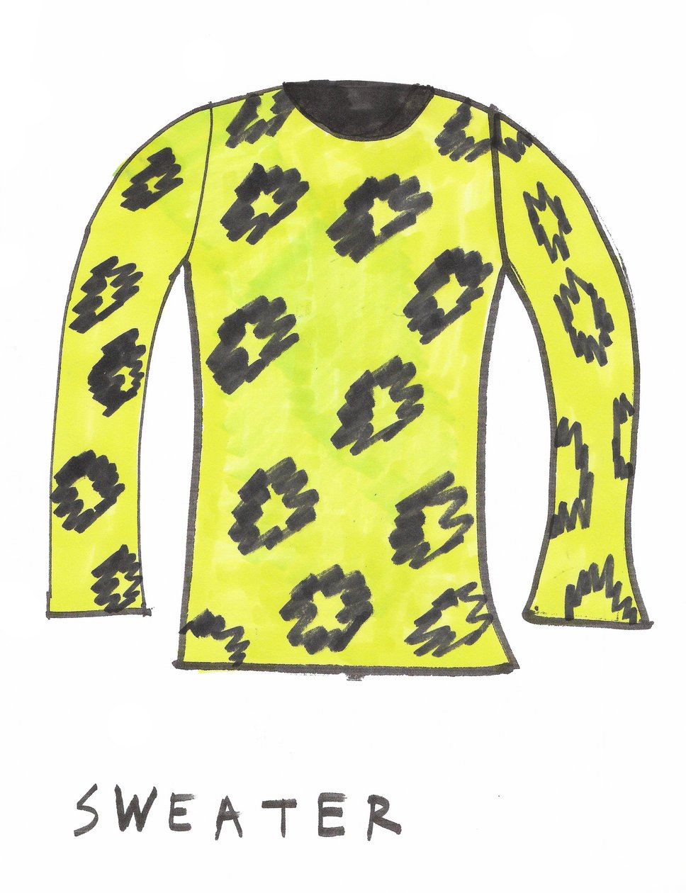 Pulóver (filctoll papírra) alkotó: Daisy de Villeneuve