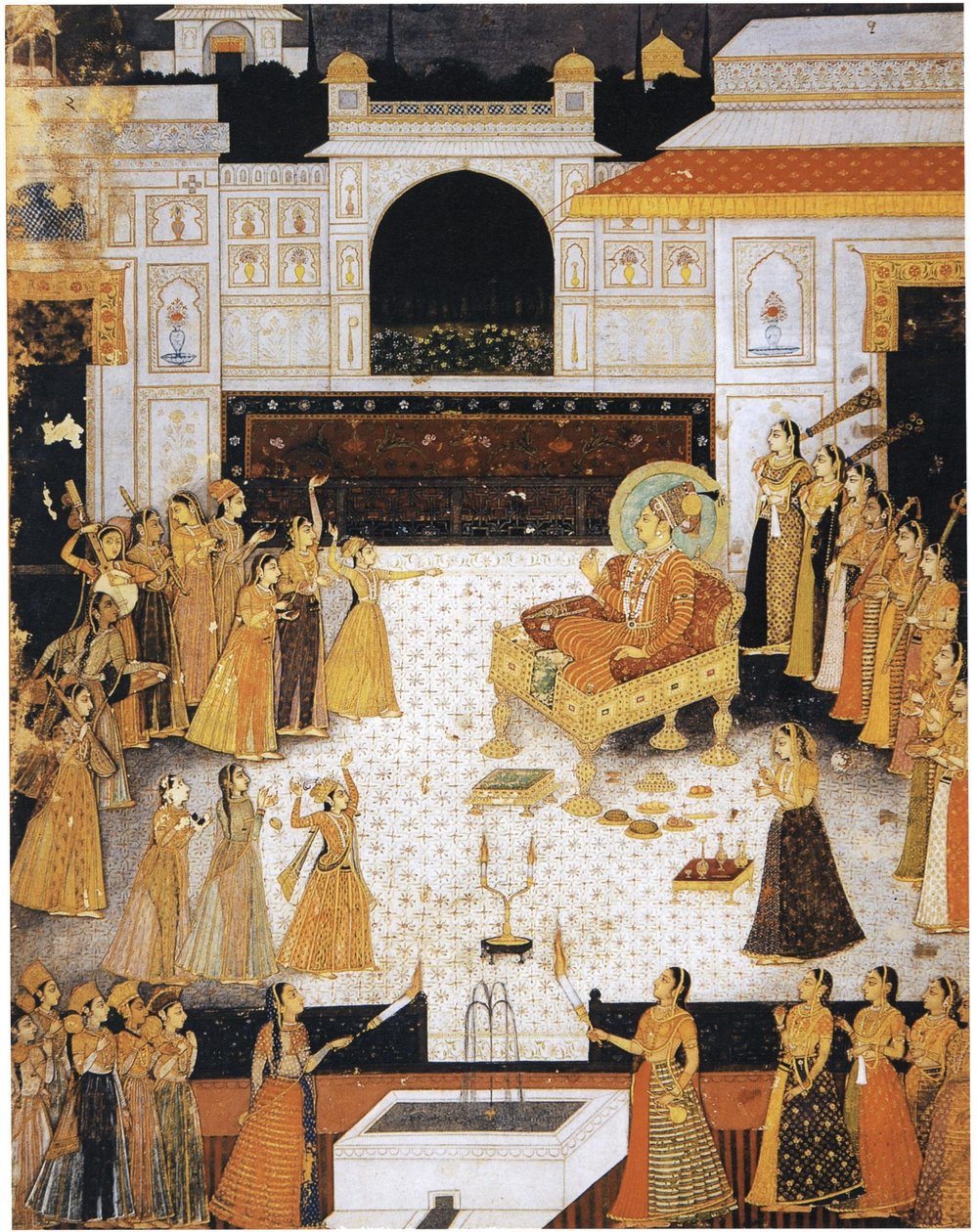 Maharadzsa Abhai Singh táncelőadást néz alkotó: Dalchand