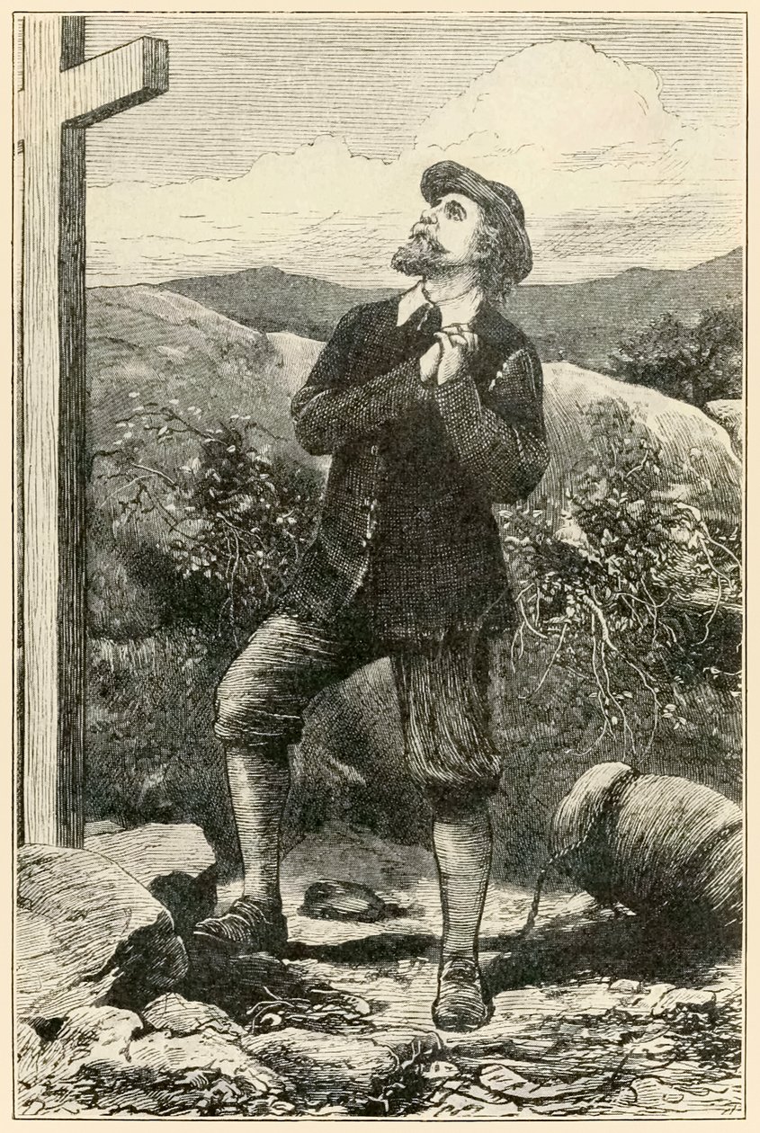 Keresztény a kereszt előtt" című részből: A zarándok haladása ebből a világból, az eljövendőbe, John Bunyan alkotó: Dalziel Brothers