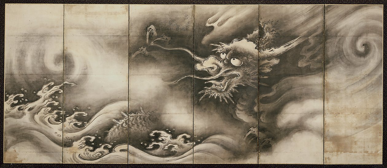 Sárkány [a Sárkány és Tigris párostól jobbra], 16. század közepe (tinta papíron) (lásd még: 6114495) alkotó: Dōan Yamada