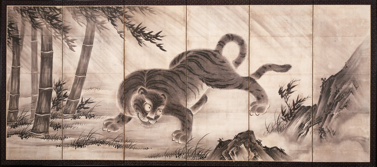 Tigris [balra a Sárkány és Tigris párból], 16. század közepe (tinta papíron) (lásd még: 6114494) alkotó: Dōan Yamada