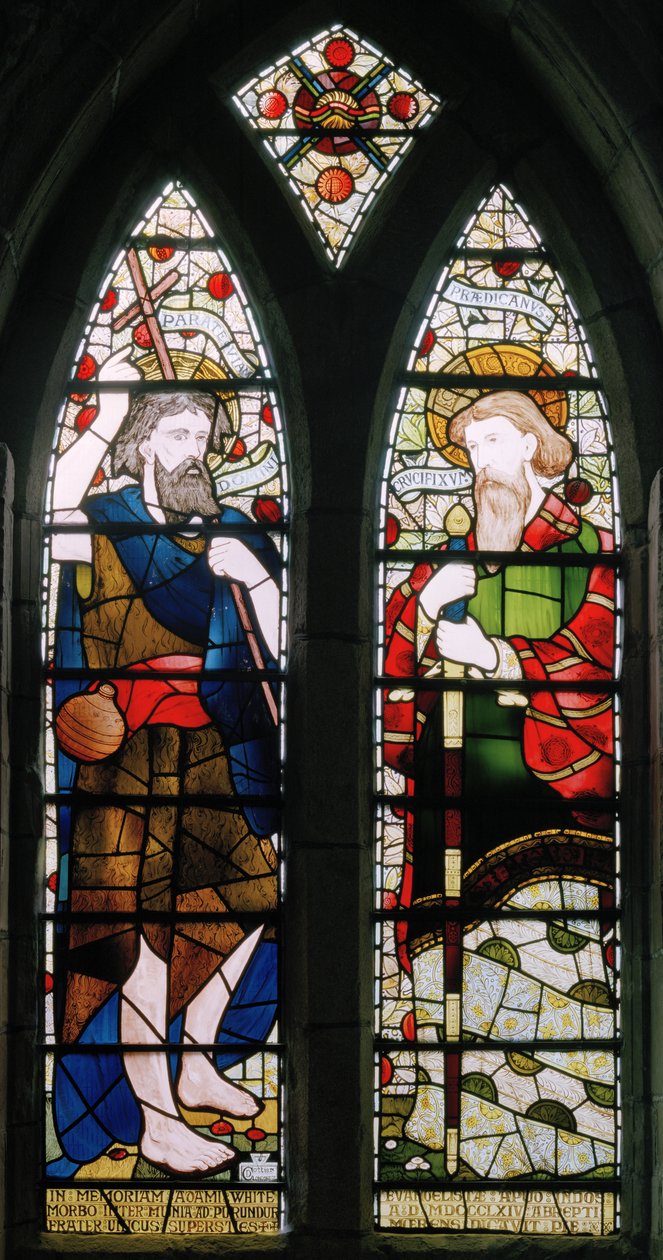 Aberdeen, St Machars Cathedral, Cottire & Co, Daniel Cottier, John, The Baptist & St Paul 1871 alkotó: Daniel Cottier