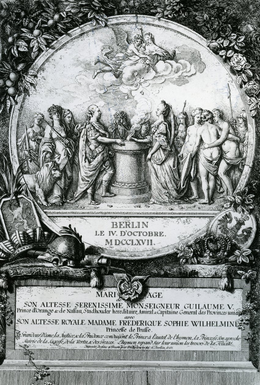 Friderika porosz hercegnő és V. Vilmos orániai herceg házassága, 1767 alkotó: Daniel Nikolaus Chodowiecki