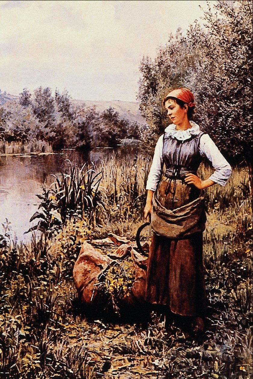 Lány a patak mellett alkotó: Daniel Ridgway Knight