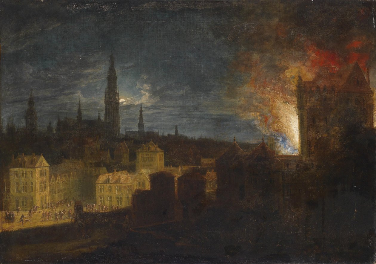 Az antwerpeni városháza tüze 1576. november 4 -én alkotó: Daniel van Heil