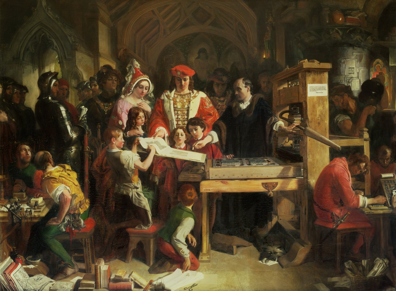Caxton nyomdája alkotó: Daniel Maclise