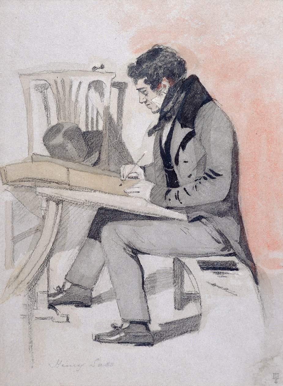 Henry Sass, 1830 körül (fekete kréta, akvarell, toll és tinta papíron) alkotó: Daniel Maclise