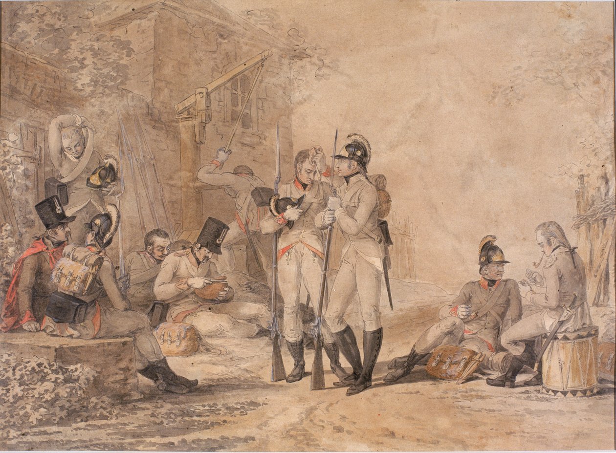 Pihenő katonák (testszín papíron) alkotó: Daniel Maclise
