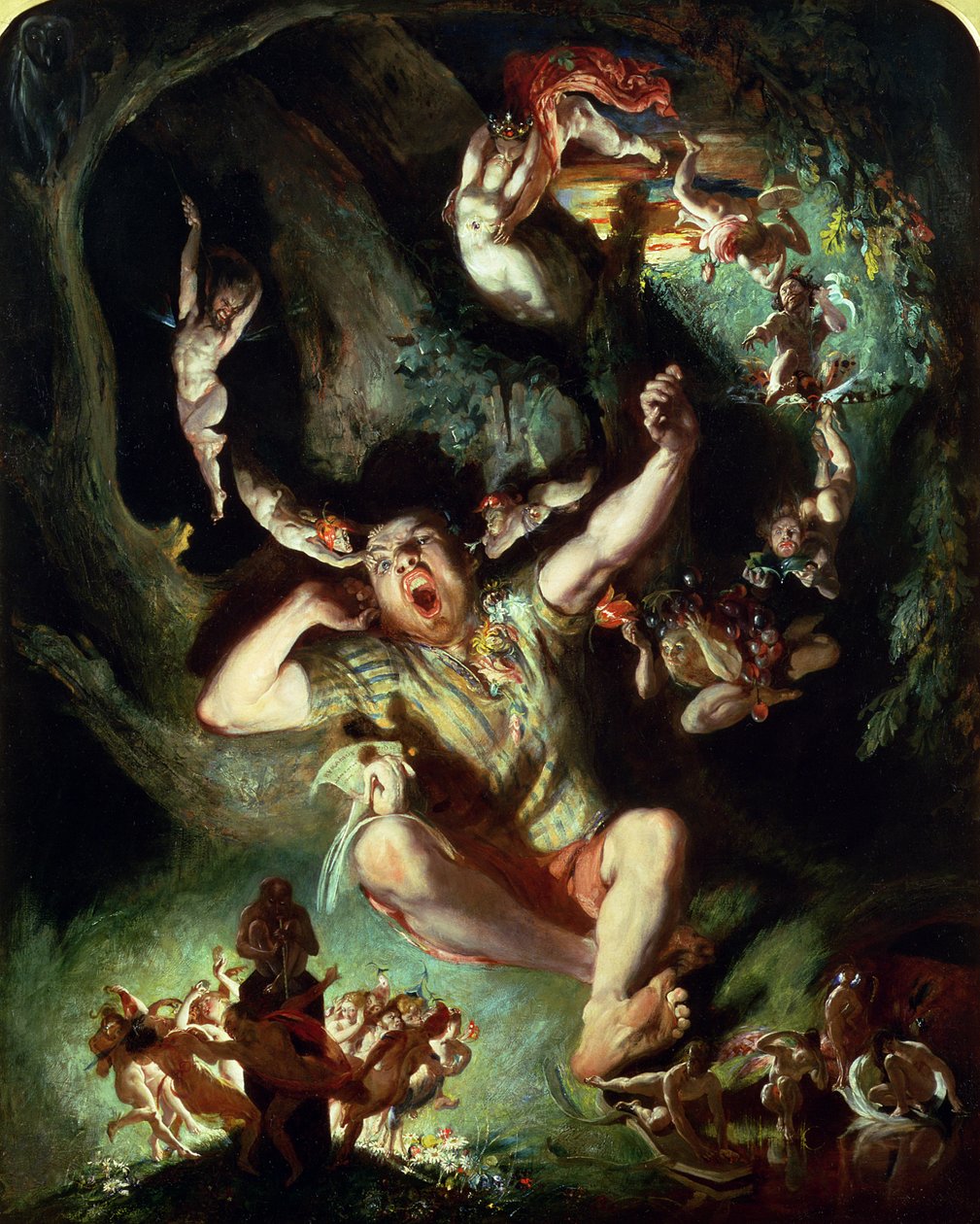 The Disentment of Bottom, "A Szentivánéji álom" IV. felvonás I. jelenetéből, William Shakespeare (1564-1616) (olaj, vászon) alkotó: Daniel Maclise