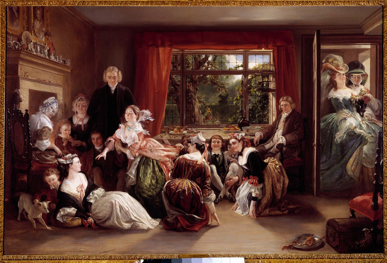 A papucsvadászat játéka Játékjelenet egy angol polgári belső térben. Daniel Maclise (1806-1870) festménye 19. század Magángyűjtemény alkotó: Daniel Maclise