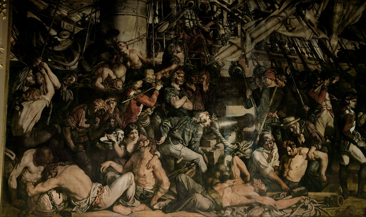 Nelson halála, a Victory alsó fedélzetének részlete alkotó: Daniel Maclise