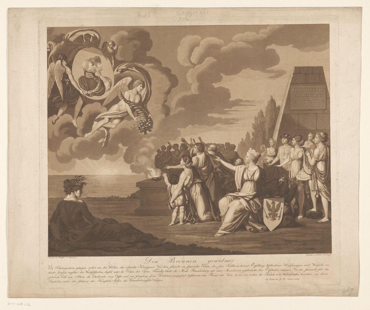III. Frigyes Vilmos porosz és Louise van Mecklenburg-Strelitz házasságának (valószínűleg) allegóriája, 1793 Den Brennen Widmet (cím az objektumon) alkotó: Daniel Berger