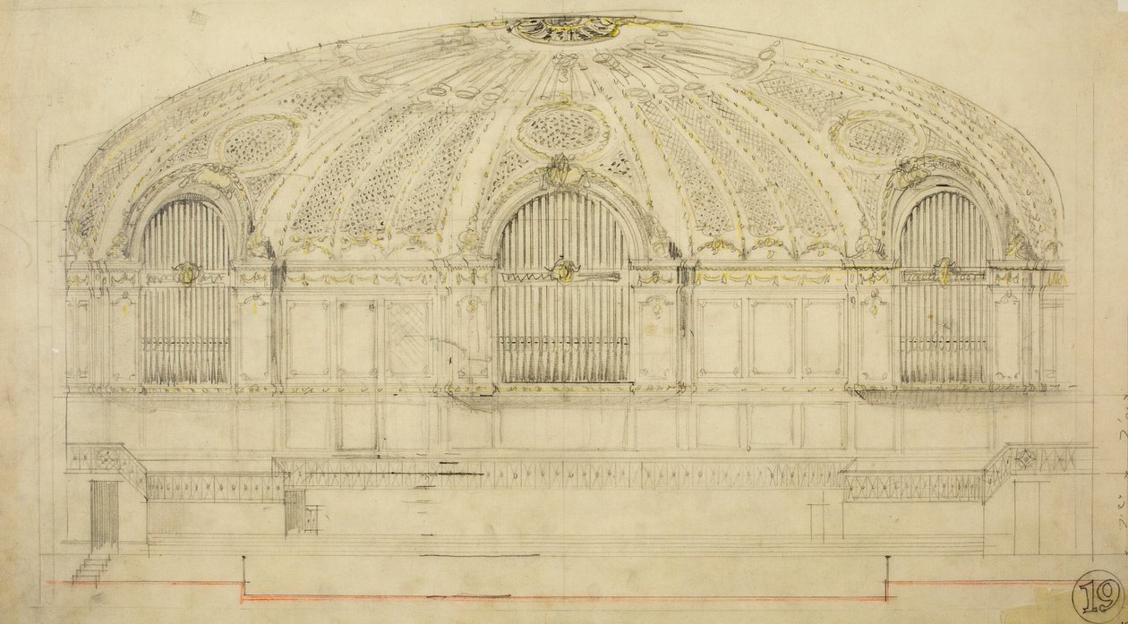 Orchestra Hall, Chicago, Illinois, szekció, 1904. alkotó: Daniel Burnham