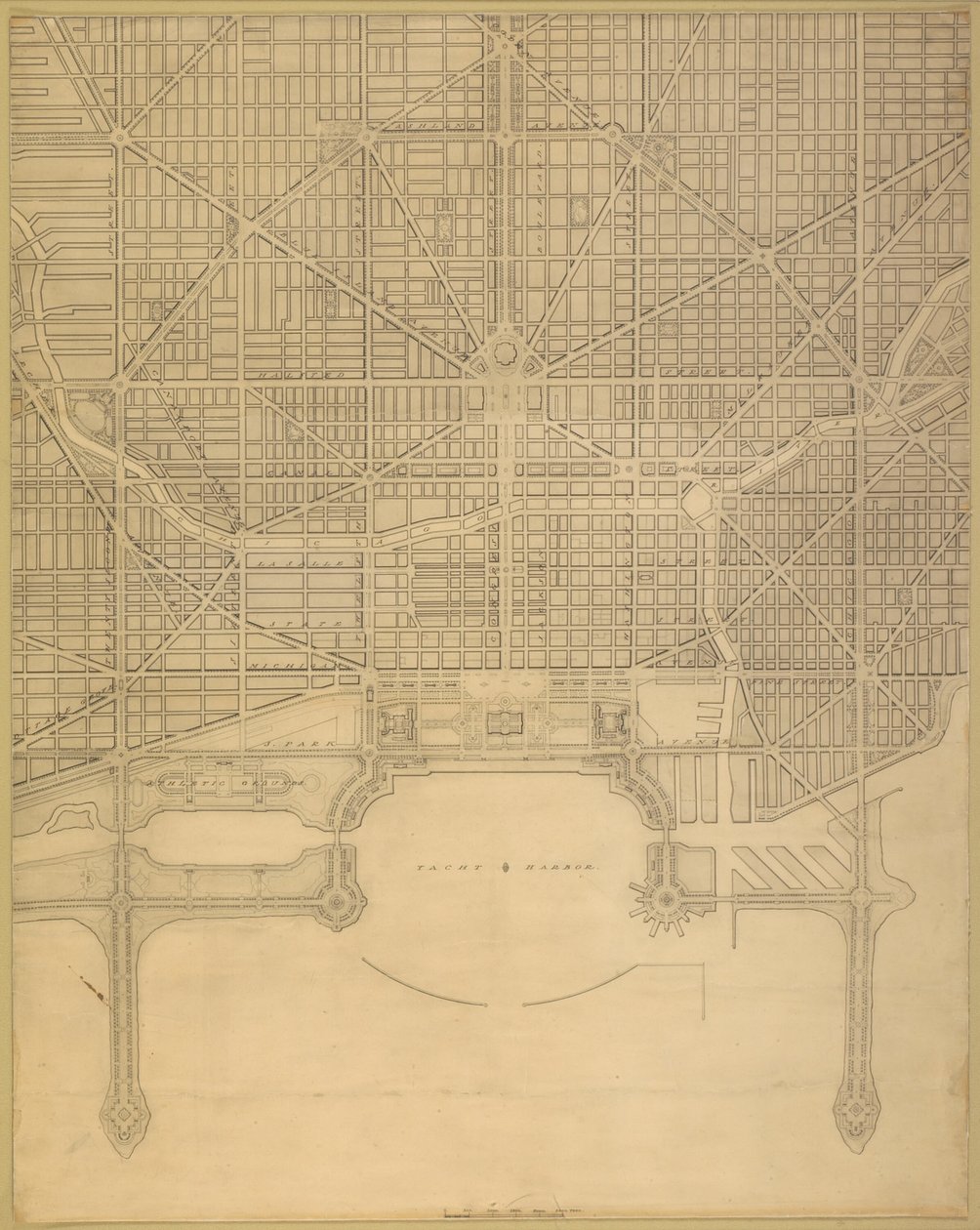 110. tábla a The Plan of Chicago-ból, 1909: Chicago. A teljes utcarendszer terve... alkotó: Daniel Burnham
