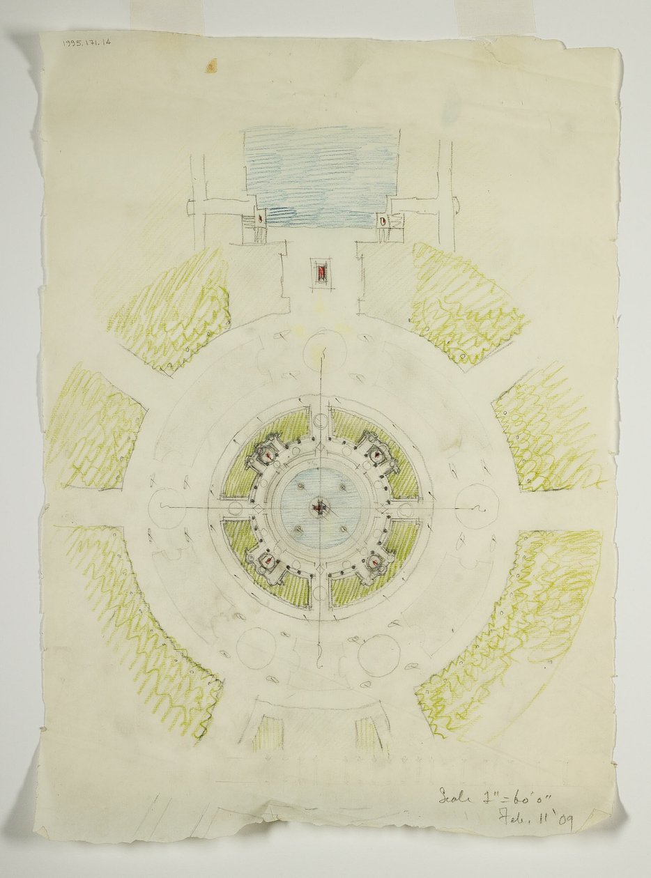 Potomac Round Point, Washington D.C., Kör alakú medenceterv vázlata, 1909. alkotó: Daniel Burnham