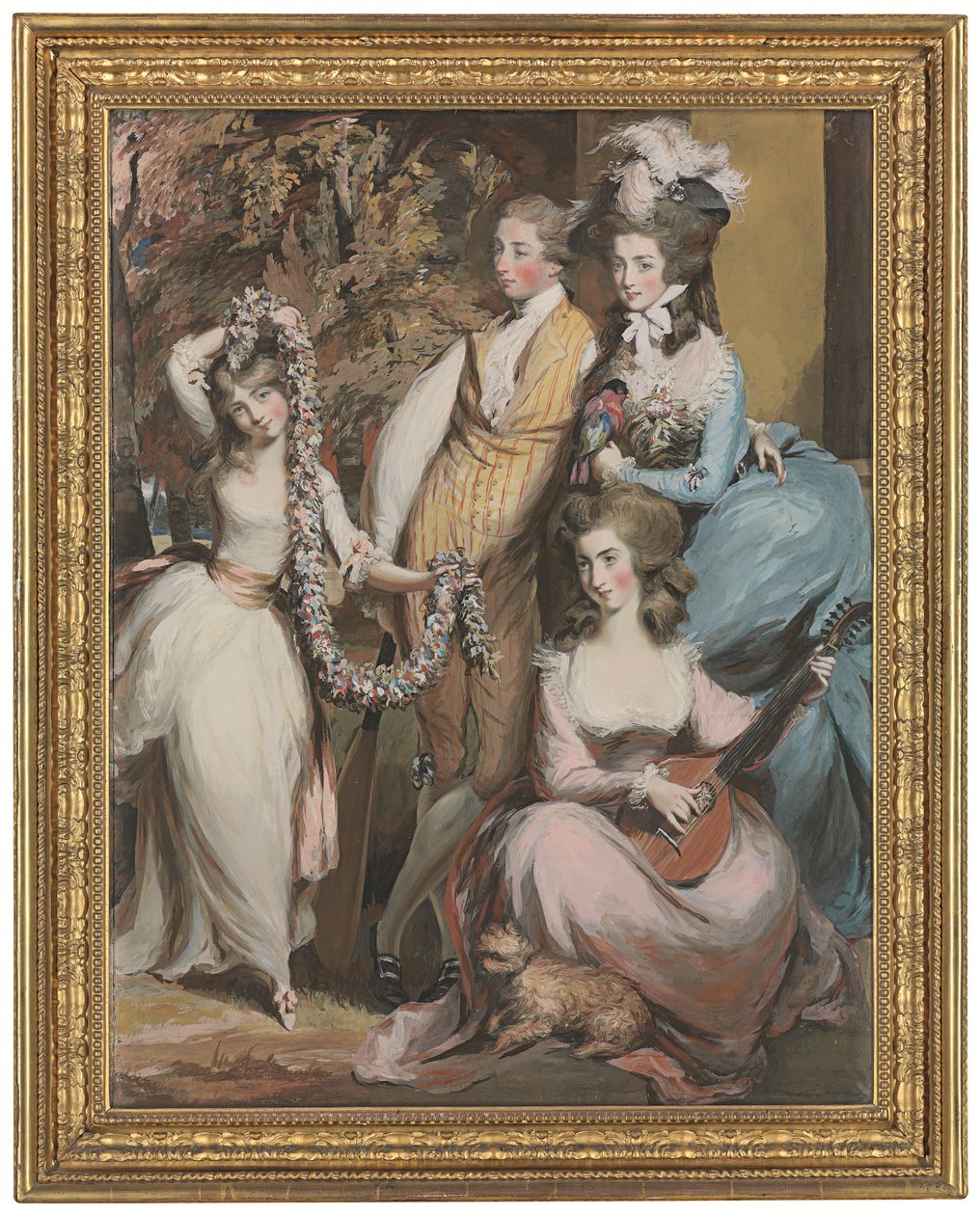 Mary Sturt of Crichel (1740-1807) egész alakos portréja három legidősebb gyermekével, Dianával, Maryvel és Humphryvel (ceruza, pasztell és testfesték). alkotó: Daniel Gardner