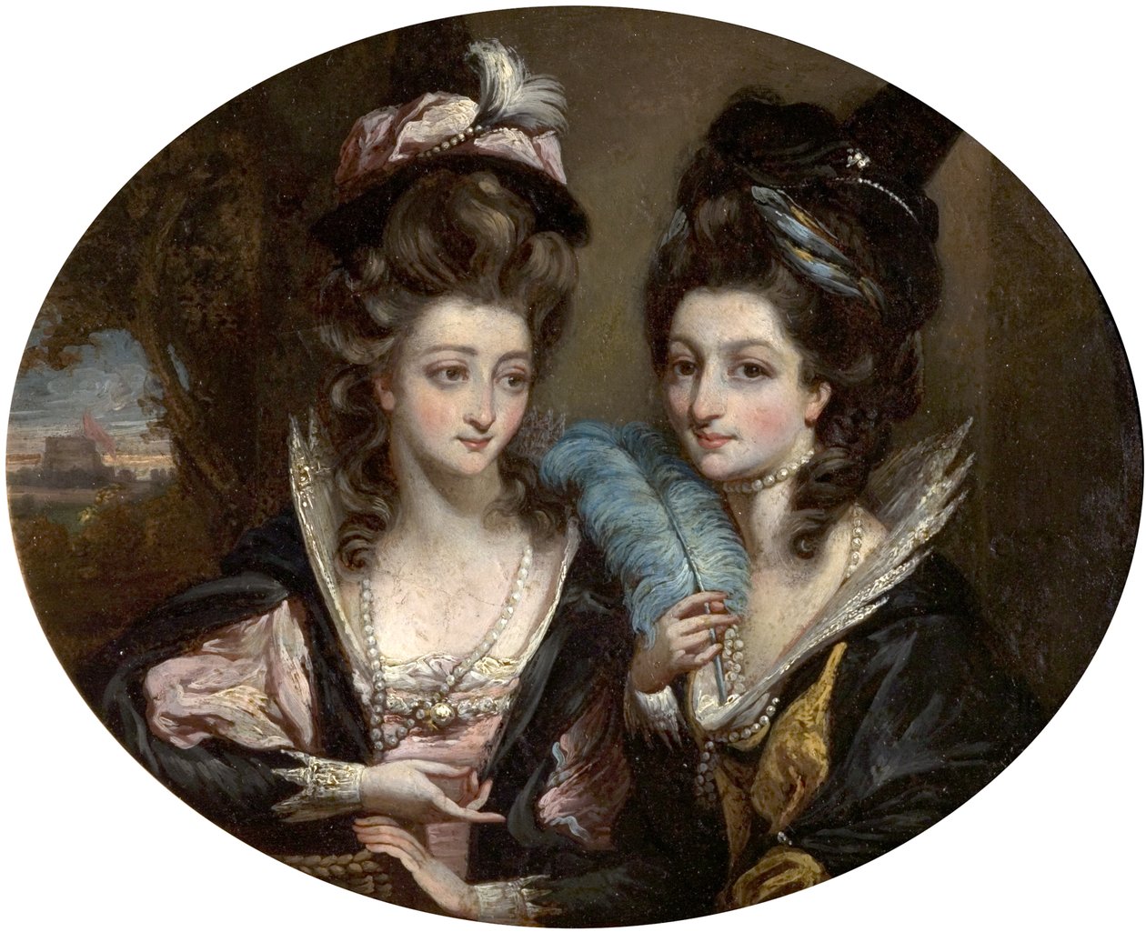 Mrs Gwynne és Mrs Bunbury mint a windsori vidám feleségek, 1779 körül alkotó: Daniel Gardner