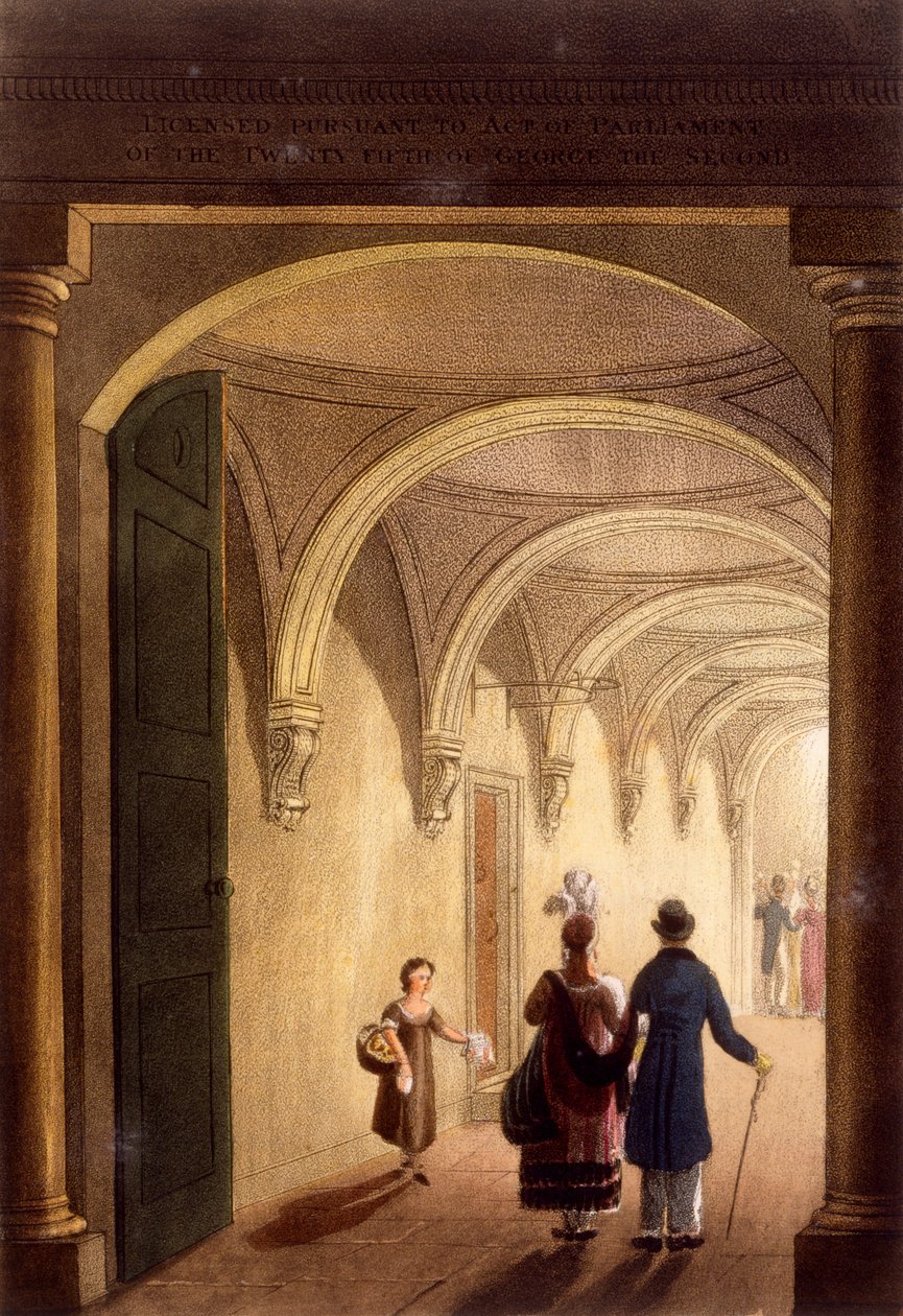 Box Bejárat az Angol Operaházba, 1826 körül alkotó: Daniel Havell