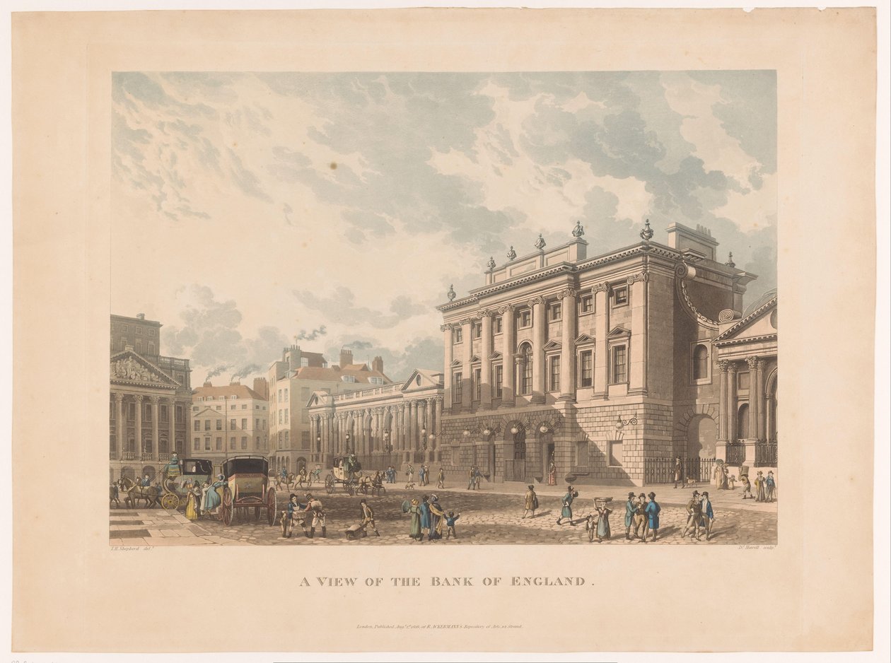 Kilátás a Bank of England-re, London A Bank of England képe (cím a tárgyon) alkotó: Daniel Havell