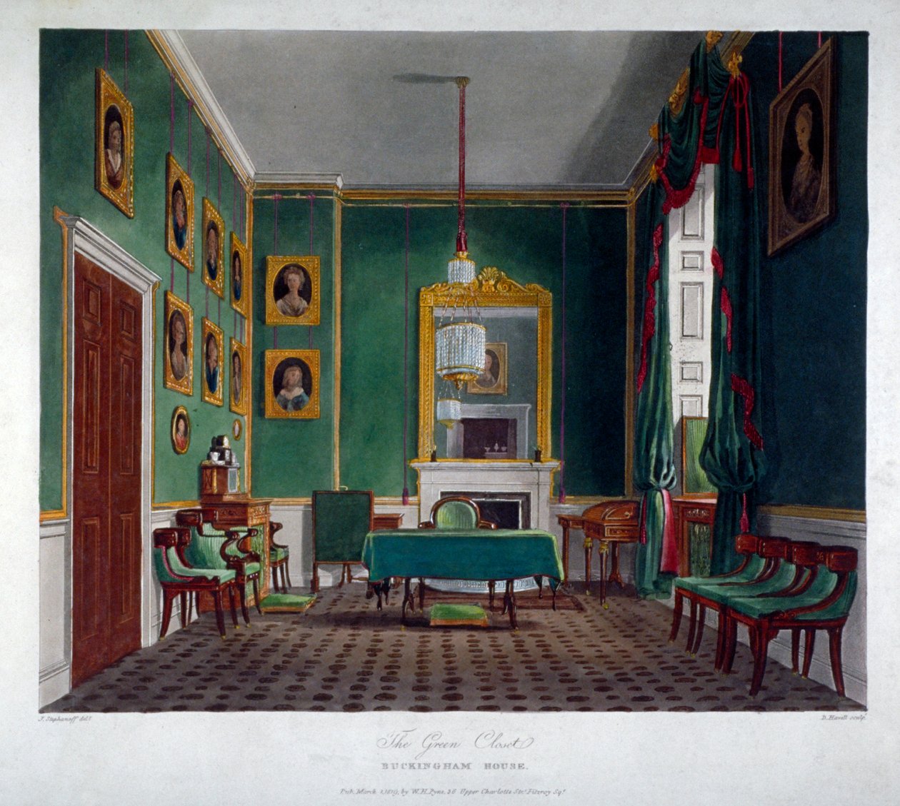 A zöld szekrény belső képe a Buckingham House-ban, Westminster, London, 1819 alkotó: Daniel Havell