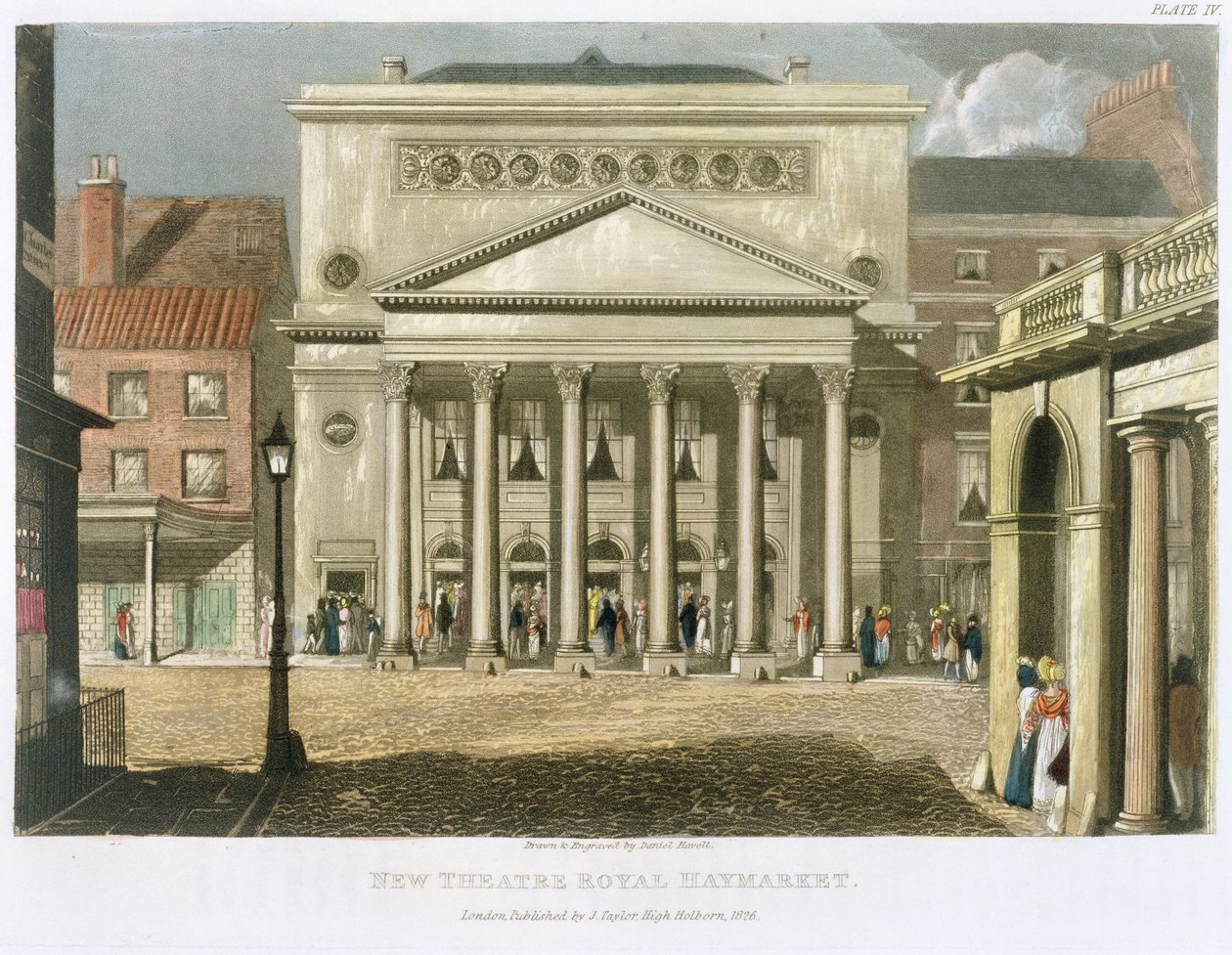New Theatre Royal, Haymarket, London, John Nash tervezte 1821-ben, 1826-ban alkotó: Daniel Havell
