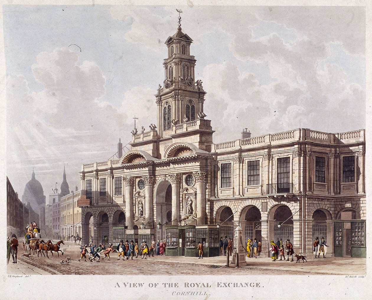 Royal Exchange 2. külső, London, 1816 alkotó: Daniel Havell