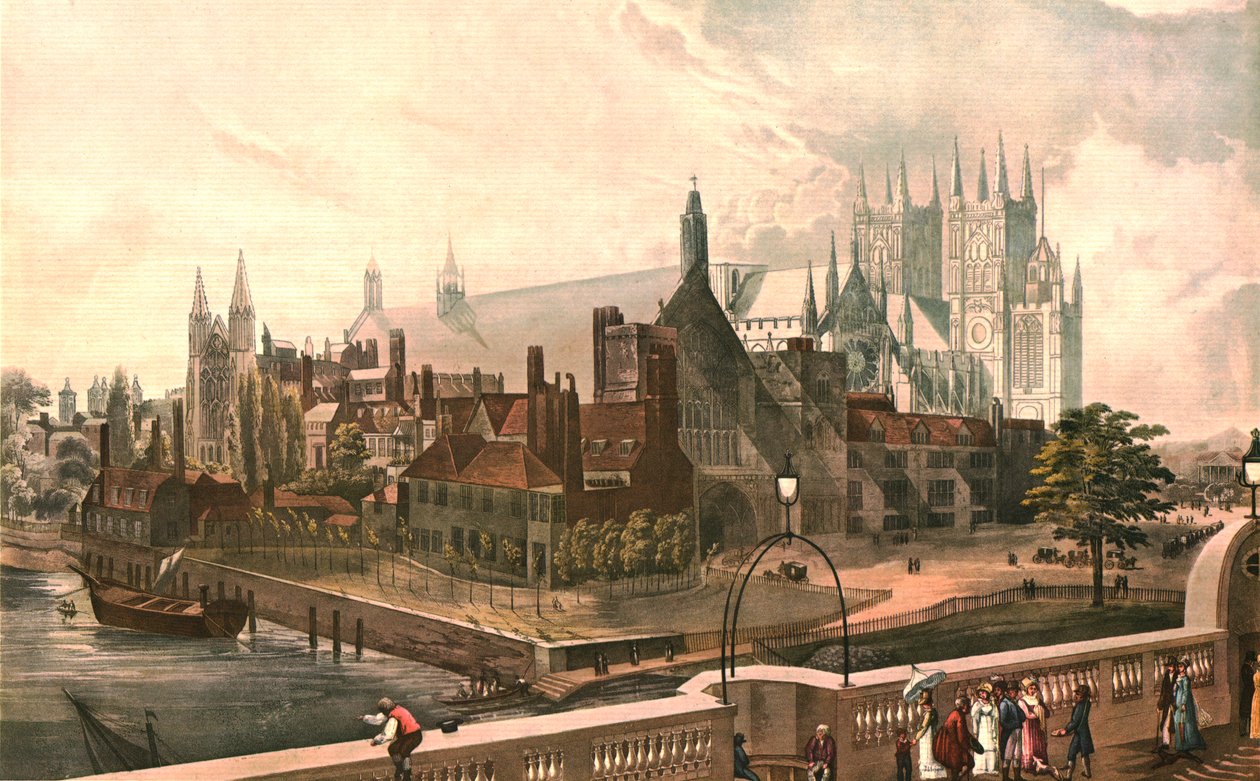 Westminster Hall és Abbey, 1819. J. Gendall után alkotó: Daniel Havell