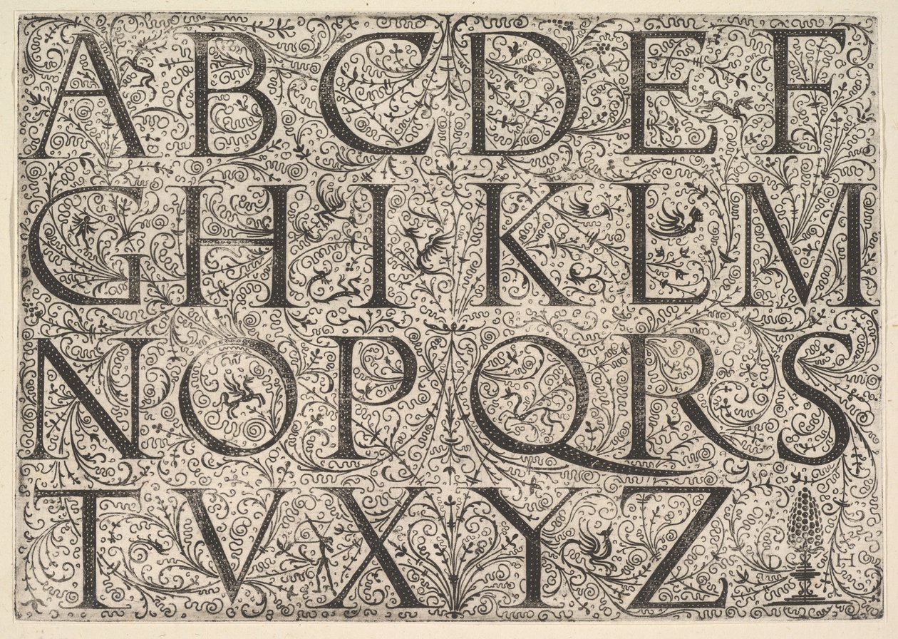 római főváros ábécé, kb. 1520. alkotó: Daniel Hopfer