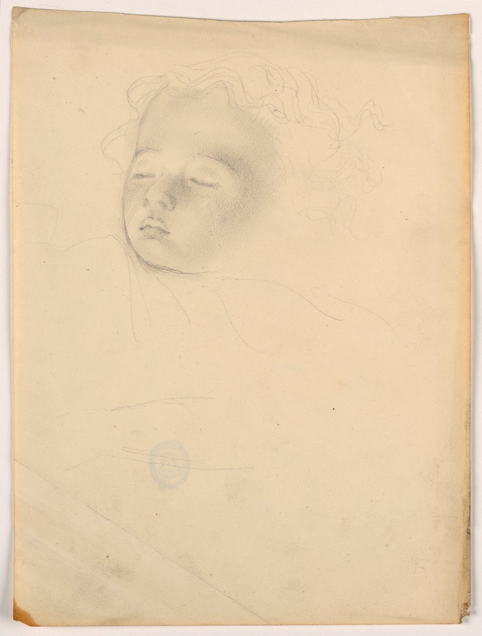 Rajz, alvó gyermek, 1840-45 alkotó: Daniel Huntington