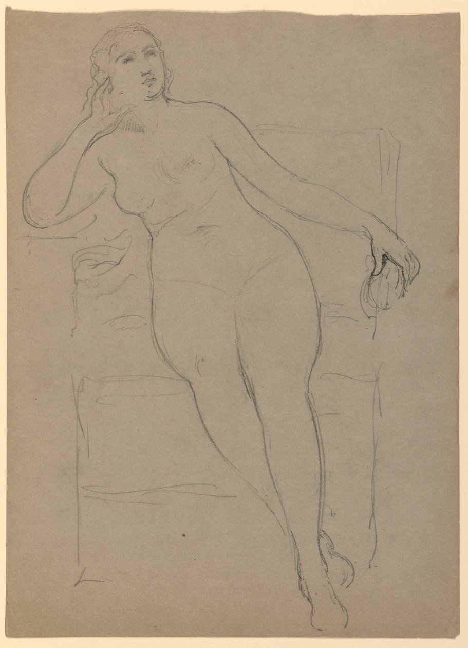 Rajz, Női akt ülve, 1870-80 alkotó: Daniel Huntington