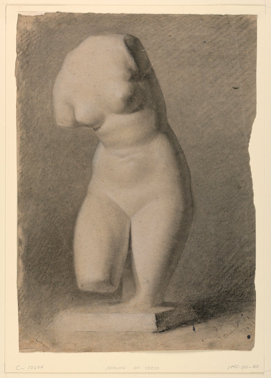 Rajz, női torzó plasztikáról, 1840 alkotó: Daniel Huntington