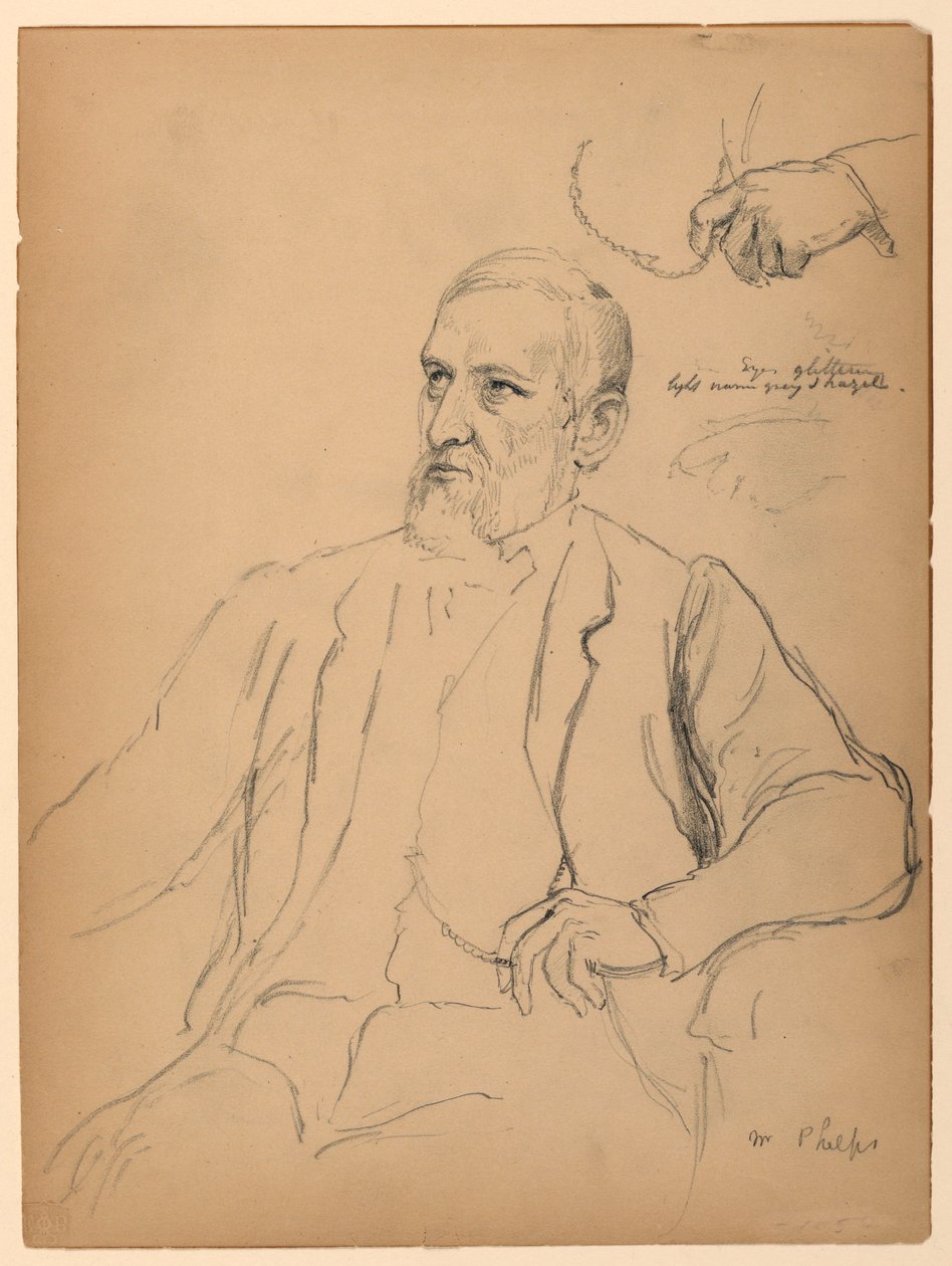 Rajz, John Jay Phelps ülő helyzetben, S, 1863 alkotó: Daniel Huntington