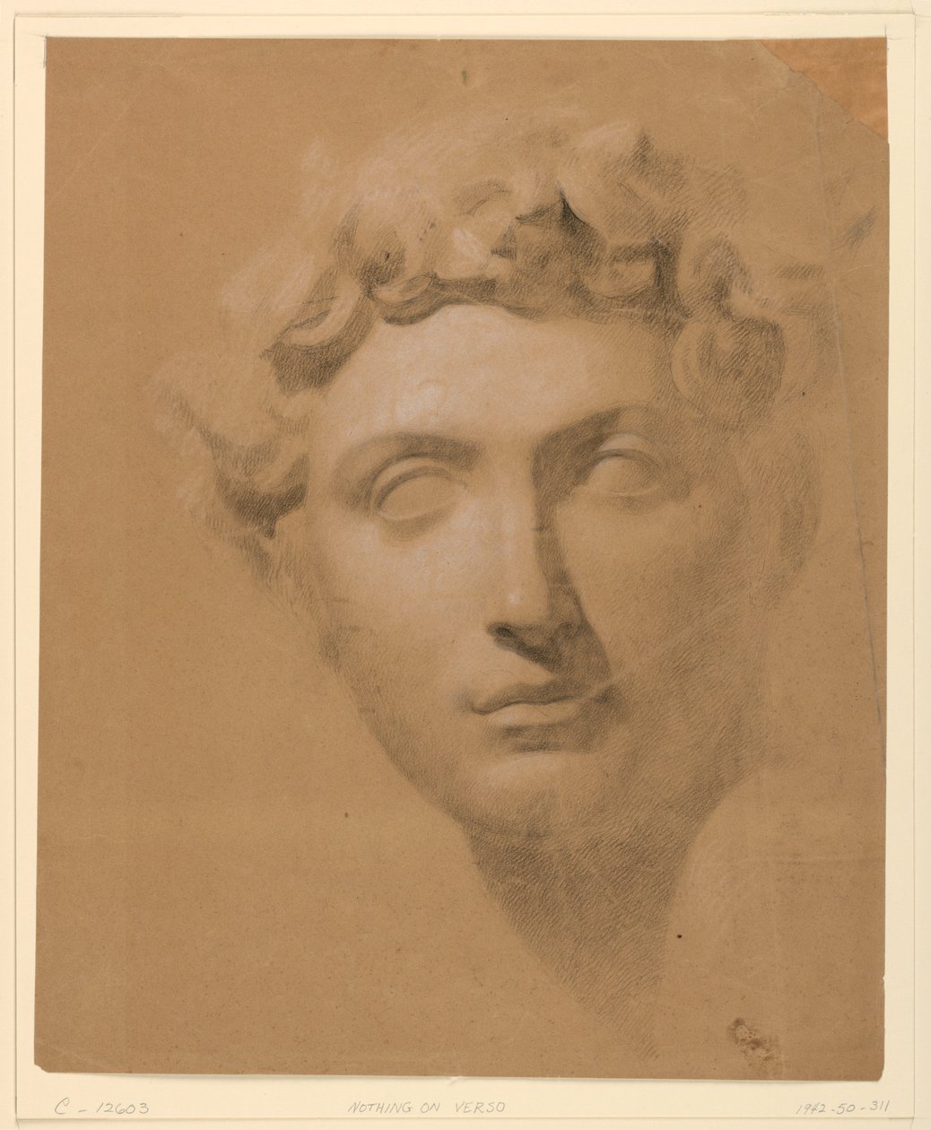 Rajz, Férfi fej gipszből, 1840 alkotó: Daniel Huntington