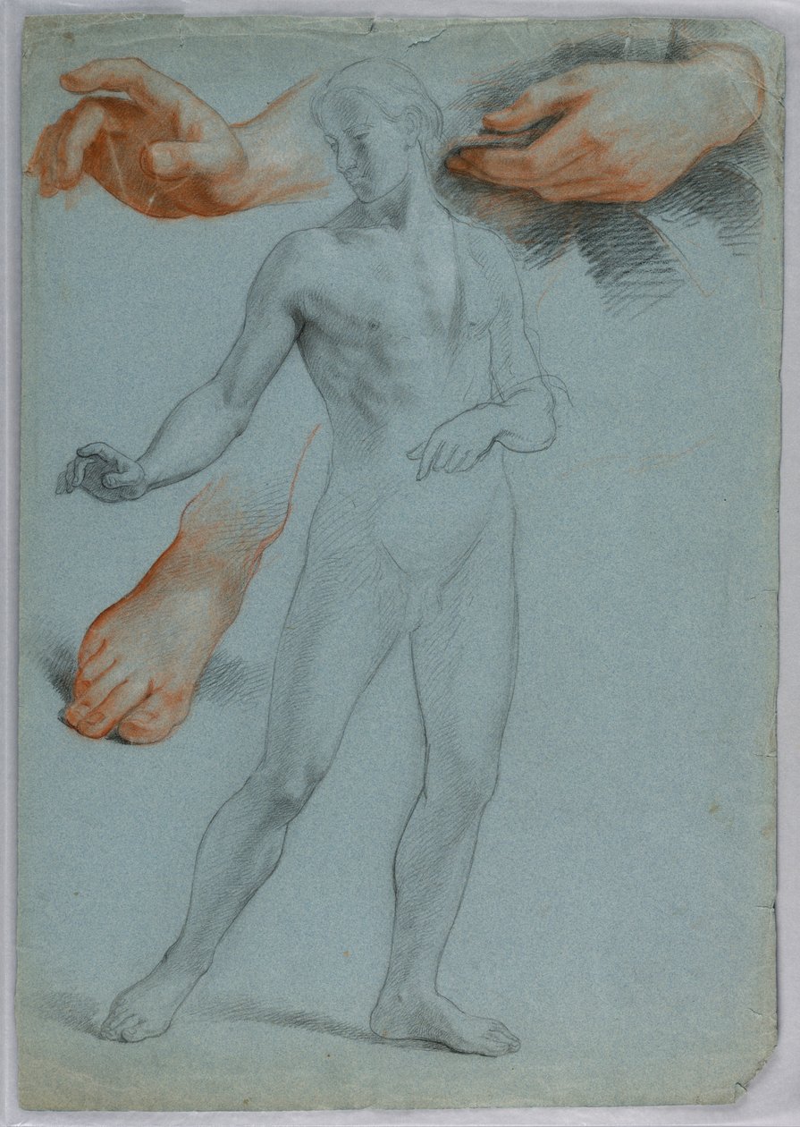 Rajz, Álló férfiakt, különálló, 1858 alkotó: Daniel Huntington