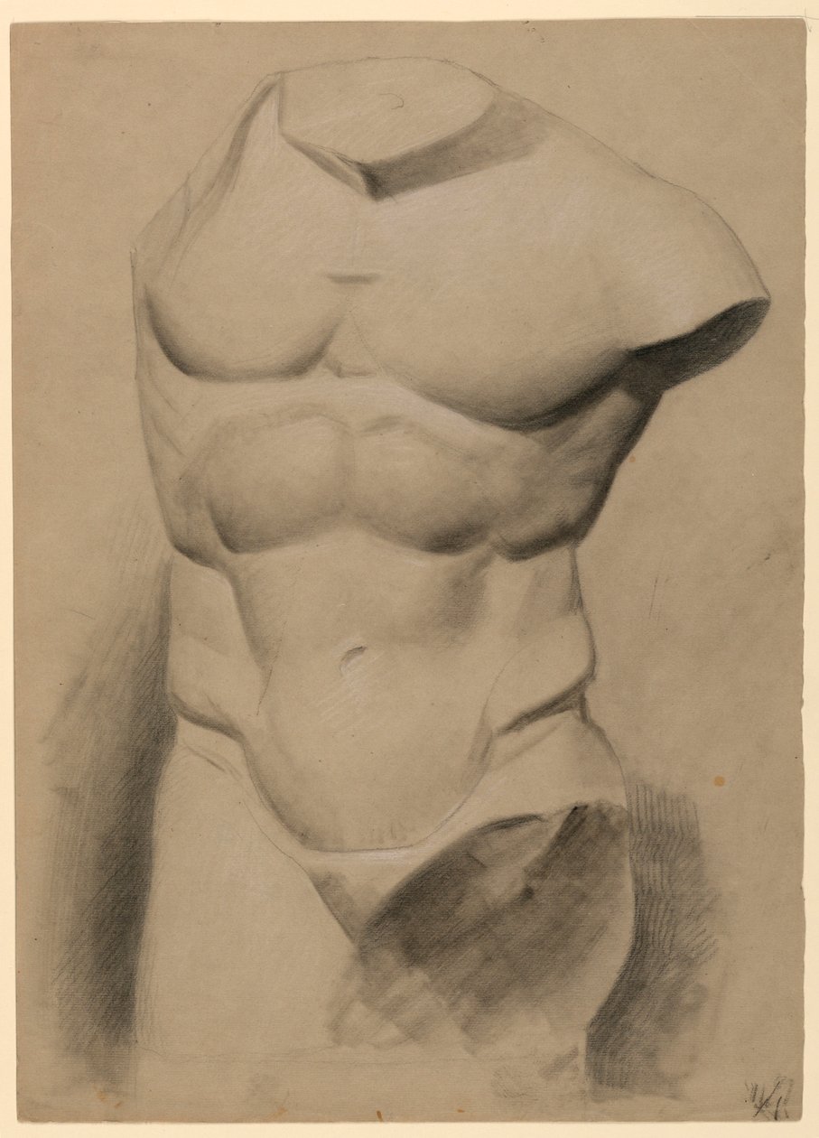 Rajz, Férfi torzó gipszből, 1840 alkotó: Daniel Huntington