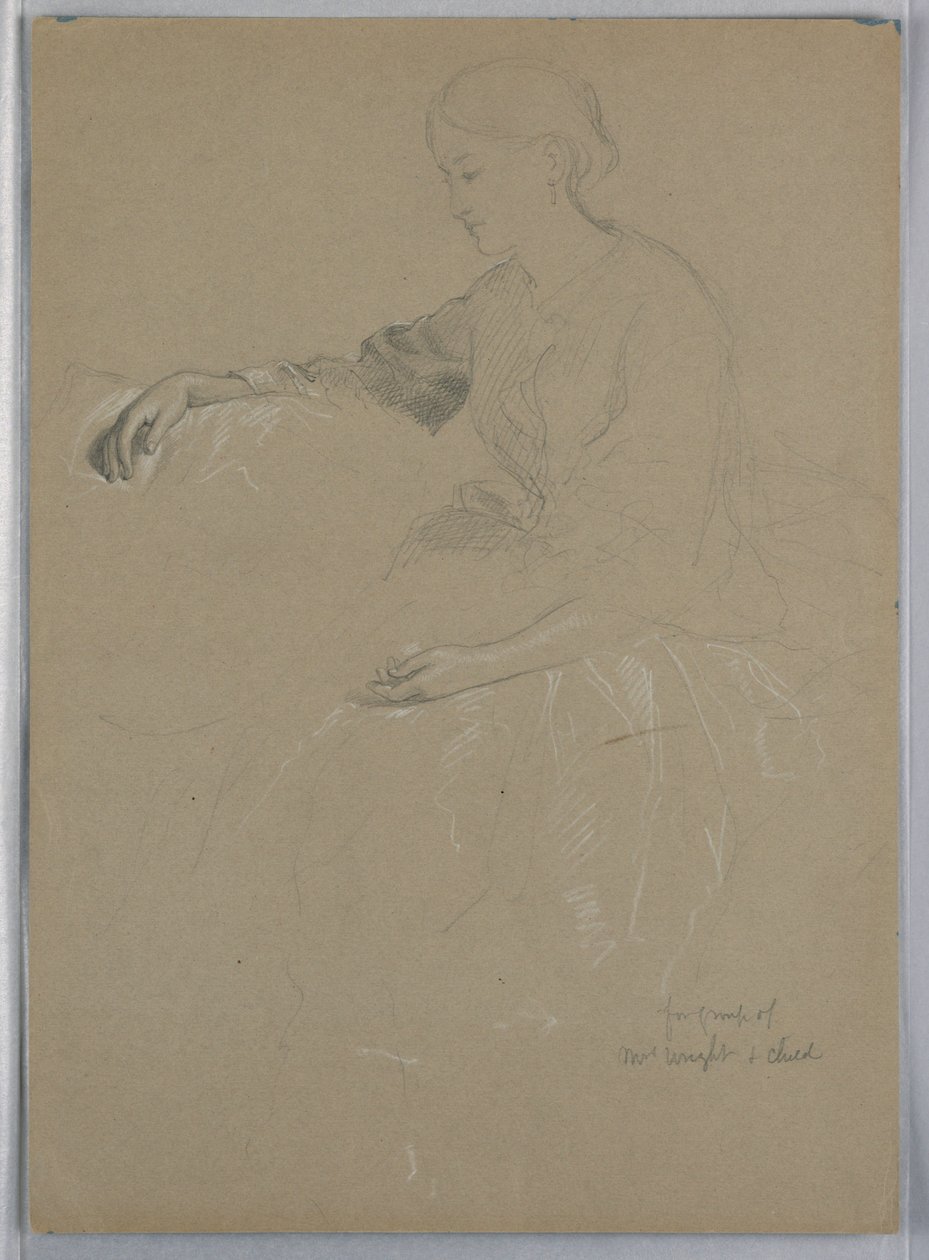 Rajz, Mrs. William Wright és gyermeke, 1857 alkotó: Daniel Huntington