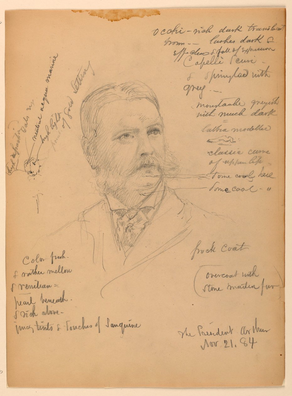 Rajz, Chester Alan Ar elnök, 1884. november 21. alkotó: Daniel Huntington