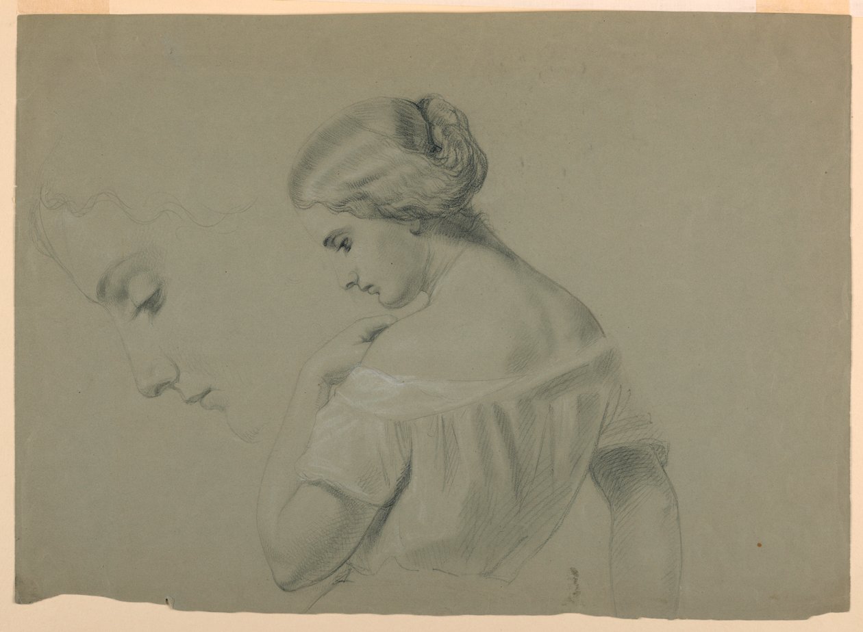 Rajz, női fej profilja a, 1840-70 alkotó: Daniel Huntington