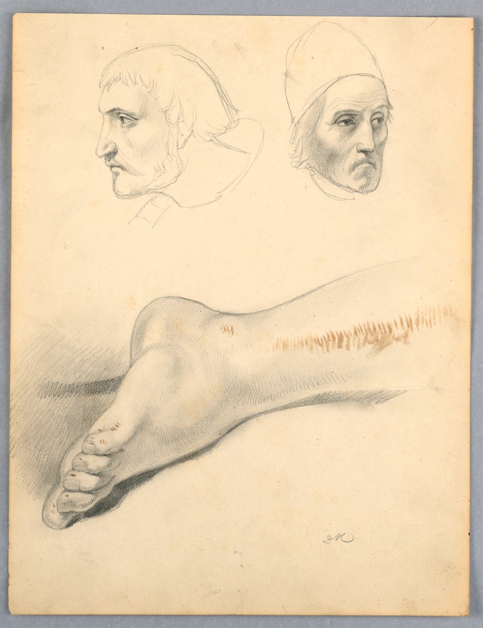 Rajz, Jobb láb és két fej S, 1852 alkotó: Daniel Huntington