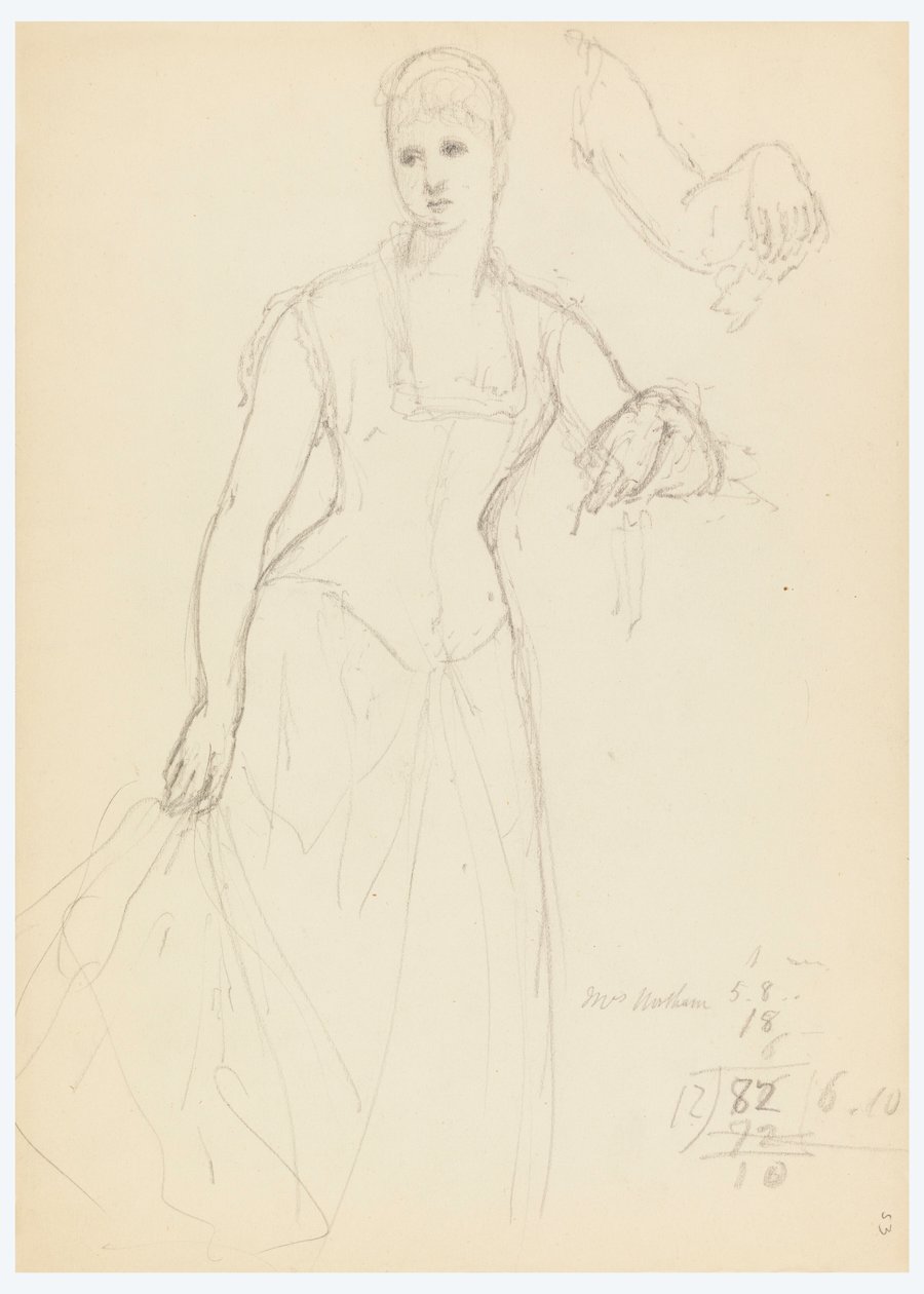 Rajz, Vázlat Bella Worsham portréjához, 1878 alkotó: Daniel Huntington
