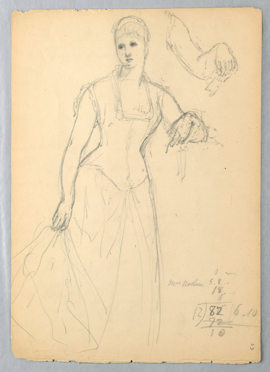 Rajz, Vázlat Bella Worsham portréjához, 1878 alkotó: Daniel Huntington