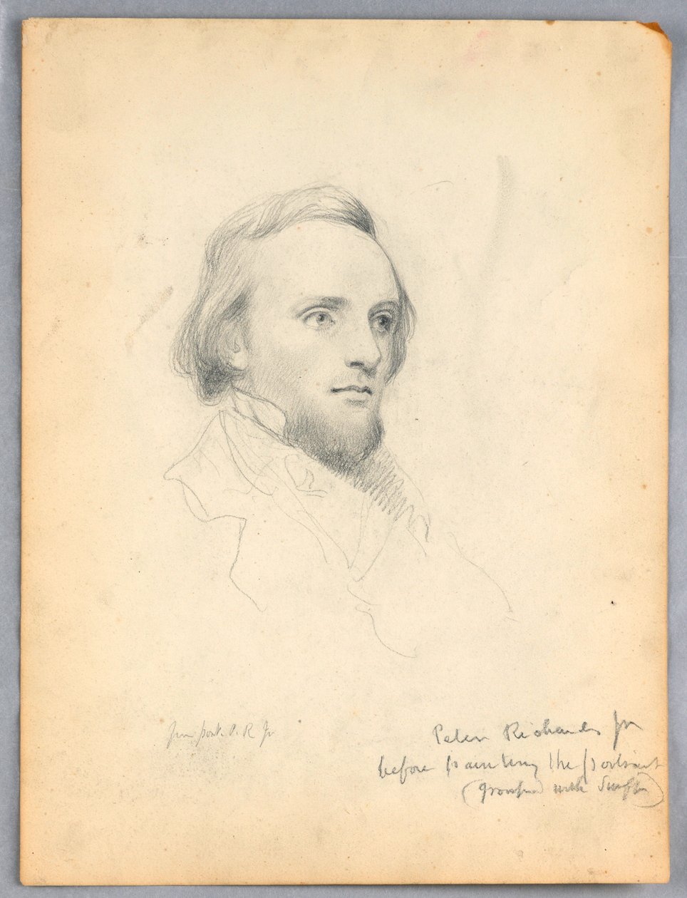 Rajz, Peter Richards fejének vázlata a portréjához, 1849 alkotó: Daniel Huntington